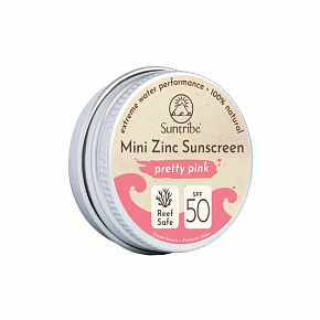 Suntribe Organic Mineral Face & Sport Mini Zinc Sunscreen SPF 50 Pretty Pink 15 g